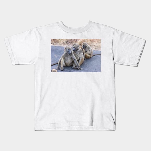 Grooming Baboons - Kruger Nationalpark, South Africa Kids T-Shirt by holgermader